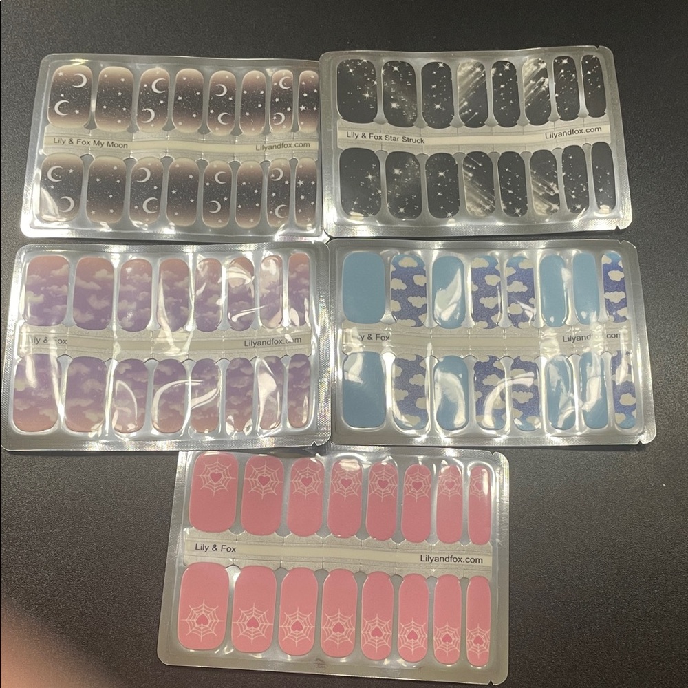 Celestial Press-On Nail Sticker Set - Black, Purple, Blue, Pink
